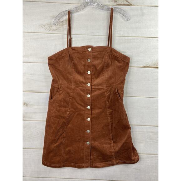 Love Tree Corduroy Dress Womens XL Brick Red Spaghetti Strap Button Front NWT - Picture 1 of 9